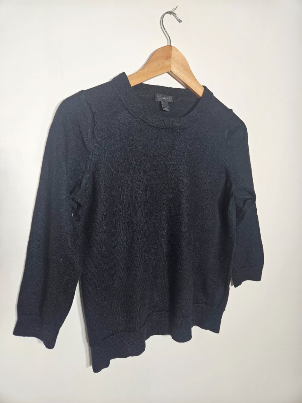 J.Crew Black Merino Wool Fitted Sweater | Size Large